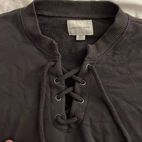 American eagle lace up fleece crewneck size M - Picture 2 of 4
